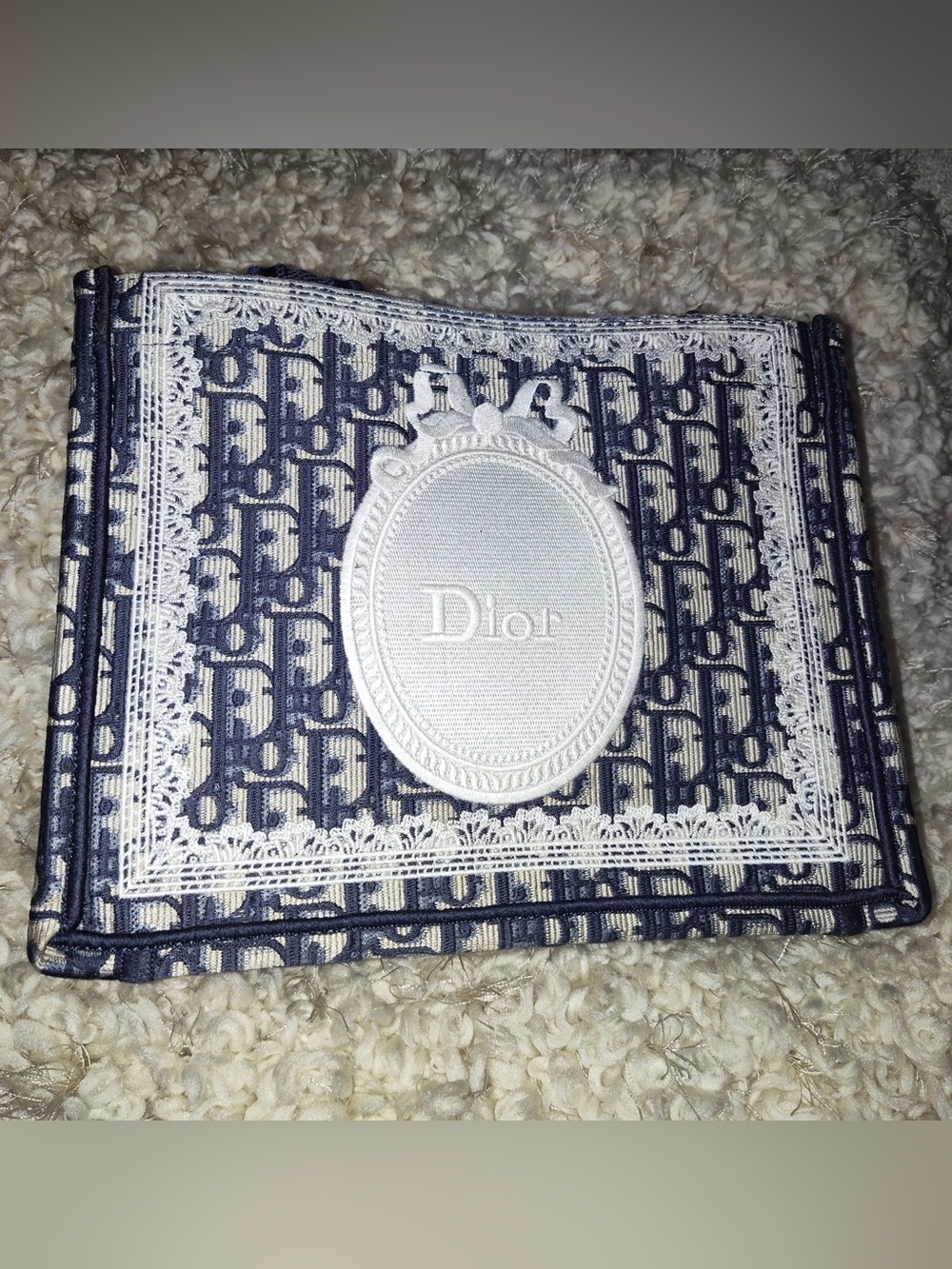 Cute fashion Navy & Ivory Monogram Canvas Bag Interior
